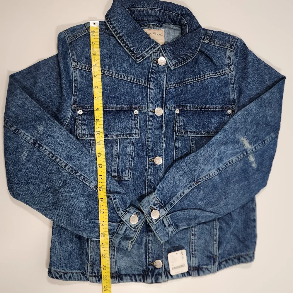 NWT‎ Free People We The Free Women's Jade Denim Jacket in High Dive Size M - Picture 4 of 16